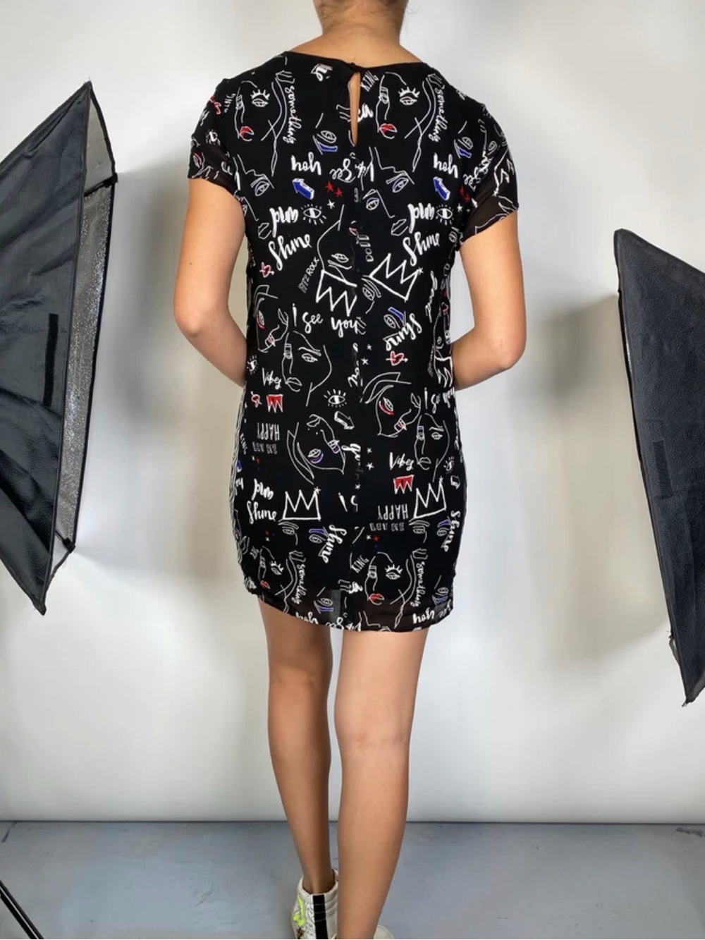 Ikks Black Graphic Print Short Dress - Picture 2 of 6